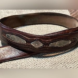 Gorgeous Vintage‎ Leather Belt with Silver Detailing 36